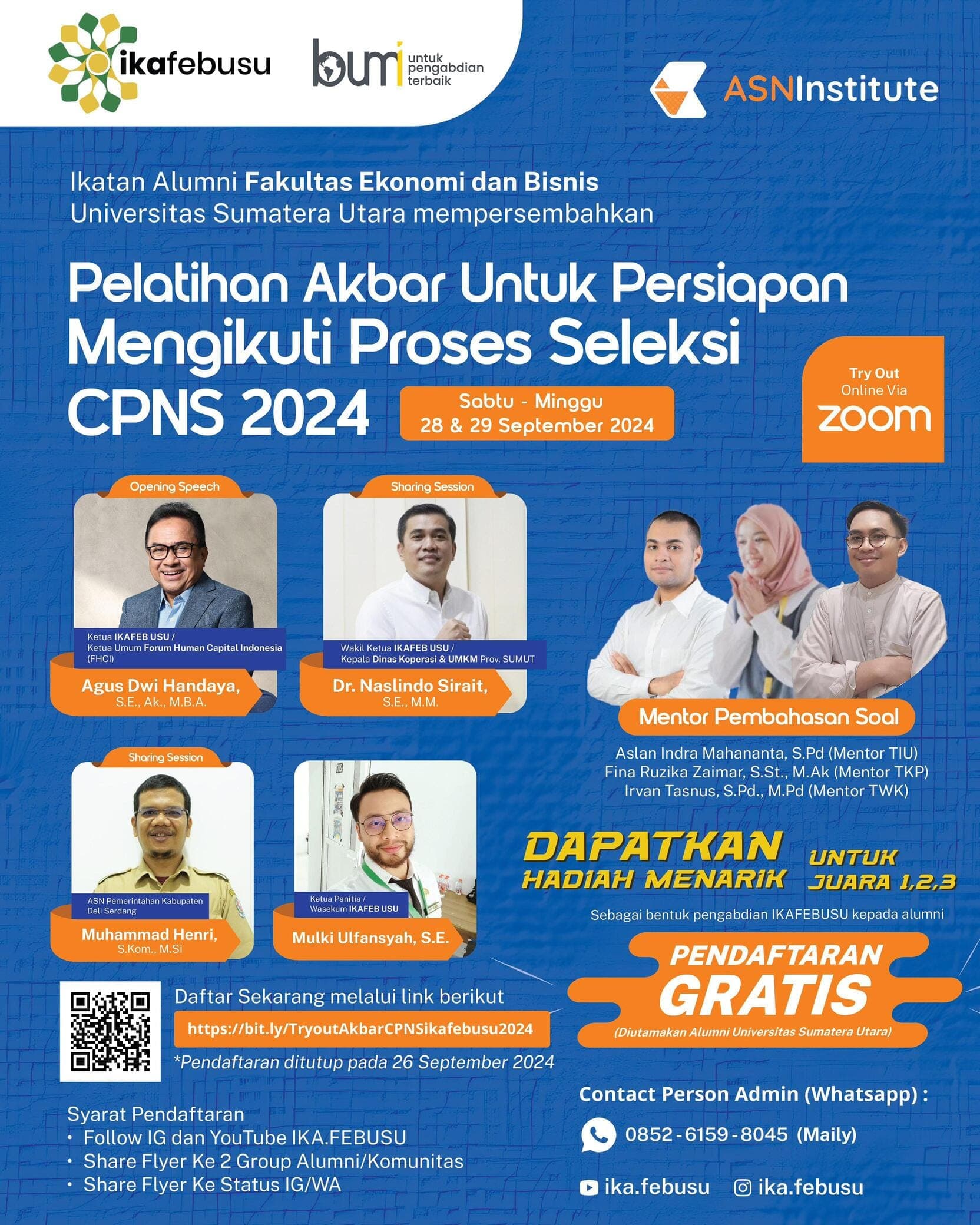 IKA FEB USU Gelar Pelatihan dan Try Out Akbar Persiapan Seleksi CPNS 2024 Bersama ASN Institute