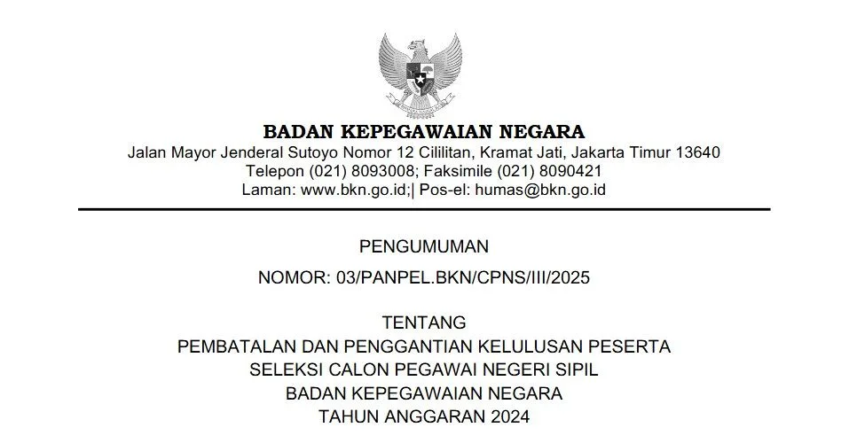 Wajib Tahu! Ini 11 Nama yang Mengalami Pembatalan Kelulusan CPNS di BKN 1 pembatalan kelulusan CPNS