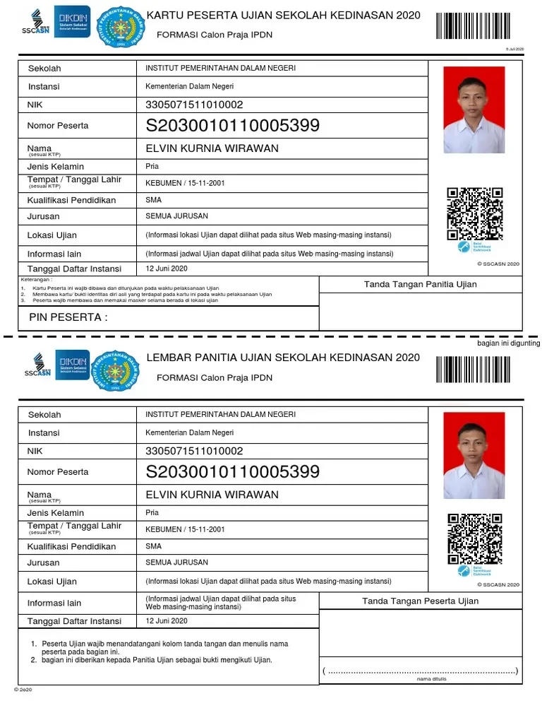 Panduan Cetak Kartu Ujian SKD Kedinasan & 3 Dokumen Wajib! 2 kartu ujian skd kedinasan