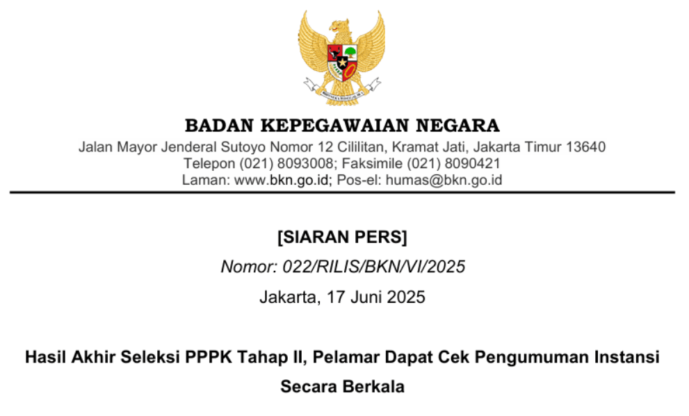 Resmi Dirilis! Pengumuman Lulus PPPK Tahap 2 Cek Hasilnya! 1 lulus pppk tahap 2